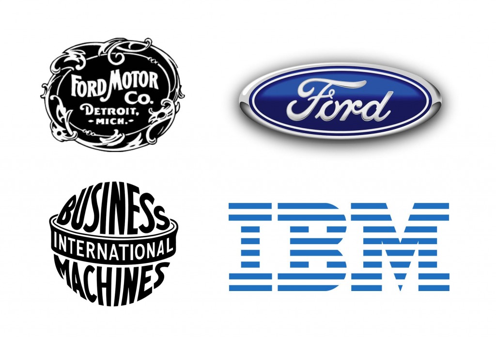 Old vs new logo: IBM and Ford