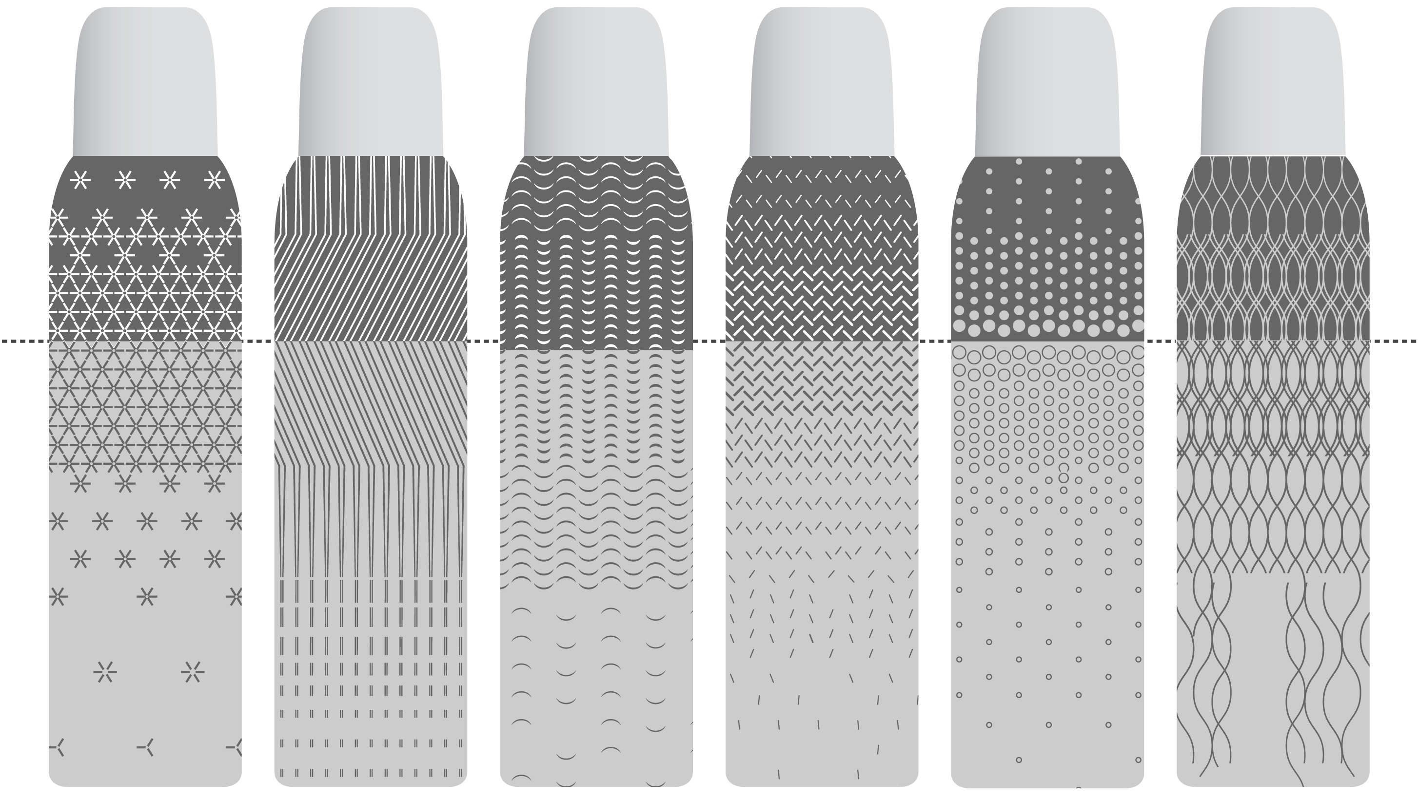 Six linear pattern styles for the new variants extended from the old set 