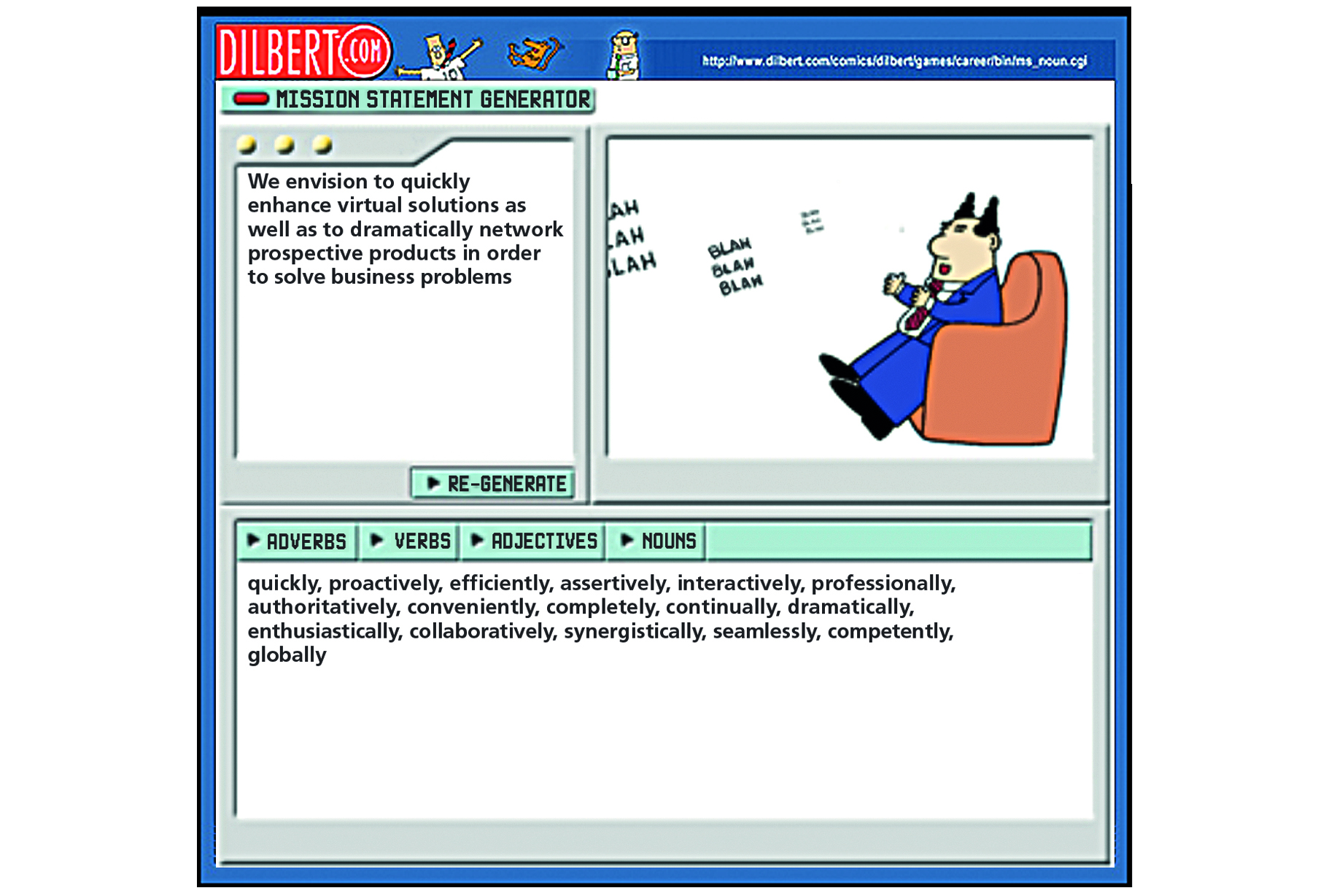 Dilbert's mission statement generator